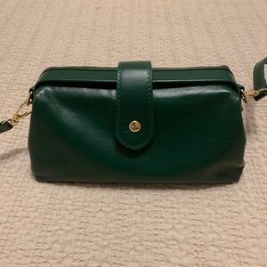 Small purse with crossbody strap.  Dark Green. New Without Tags